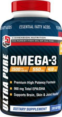4 dimension nutrition Ultra Pure Omega 3 (Fish OIL) 100 softgels